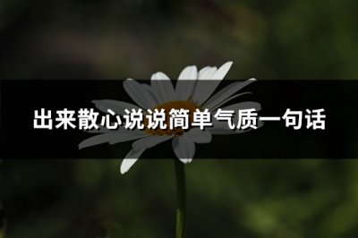 ​出来散心说说简单气质一句话(热门97句)